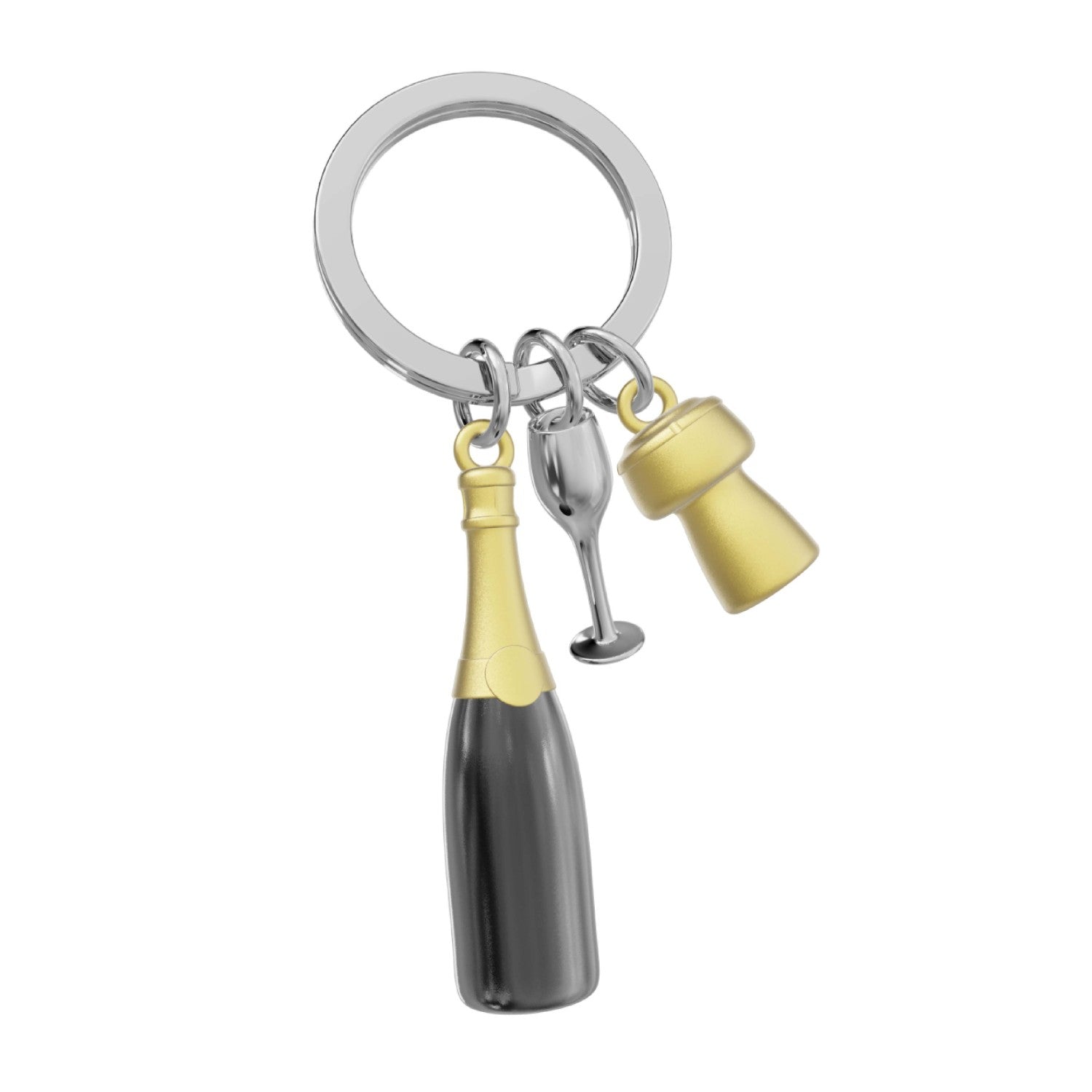 Metalmorphose Keyring - Champagne Bottle w/Glass & Cork