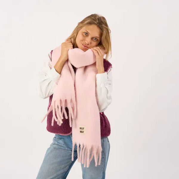 Wide Scarf in Mixed Wool - Baby Pink