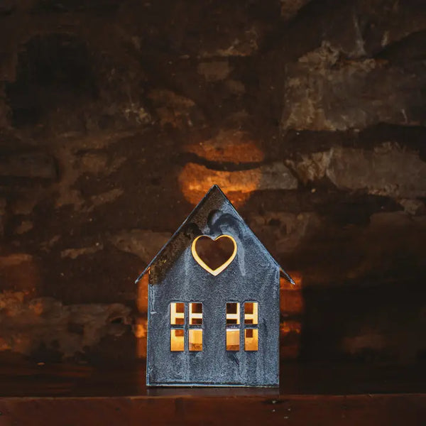 Corrugated Roof House Tea Light Holder