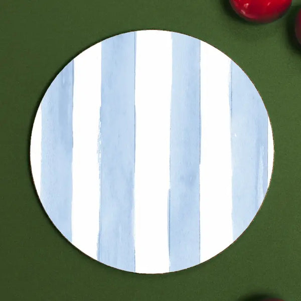 Round Coaster - Sky Blue Stripes