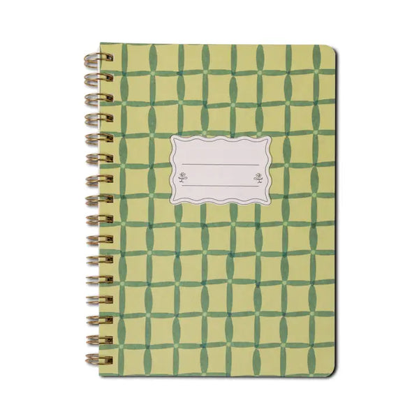 A5 Twin Wire Notebook - Green Lattice
