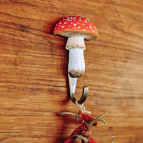 Handcarved Wooden Hook - Toadstool