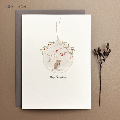 Christmas Card - Bauble Mouse