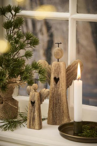 Scandi Wooden Standing Angel - two sizes