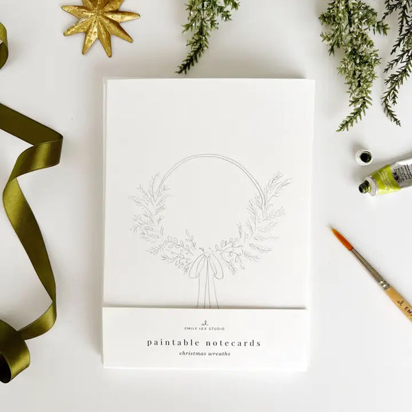 Paintable Watercolour Notecard Set - Wreaths