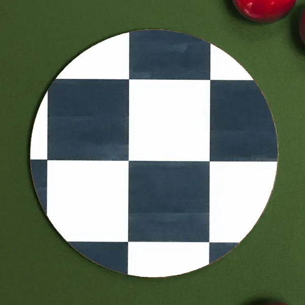 Round Coaster - Espresso Checkerboard