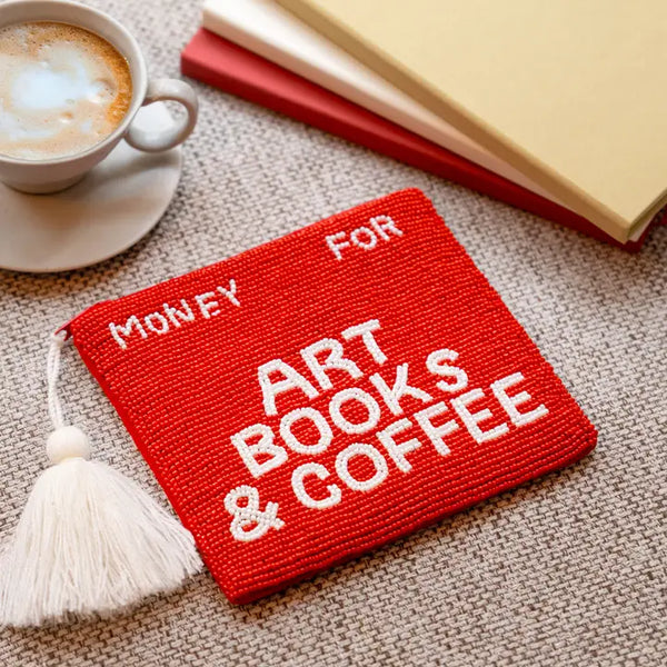 Helio Ferretti Medium Beaded Pouch with Tassel - Money Art Books & Coffee