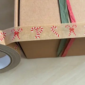 Red & White Festive Candy Cane Kraft Paper Tape