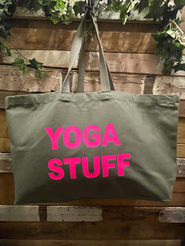 Yoga Stuff - Extra Large Forest Green Tote Bag
