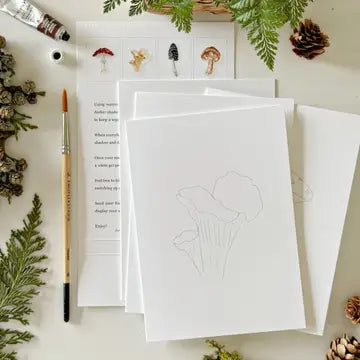 Paintable Watercolour Notecard Set - Mushrooms