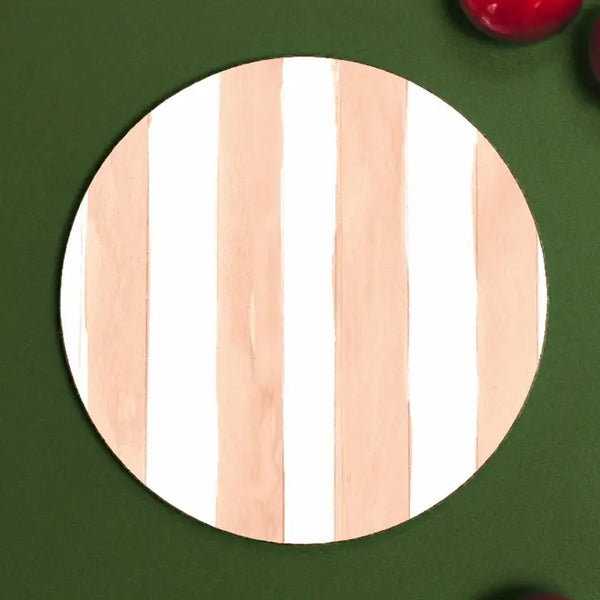 Round Coaster - Peach Stripes