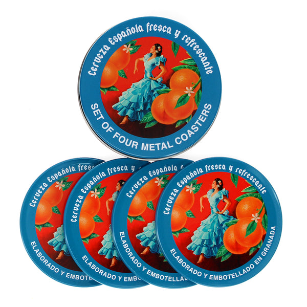 Metal Coasters Set of 4 - Cerveza Española