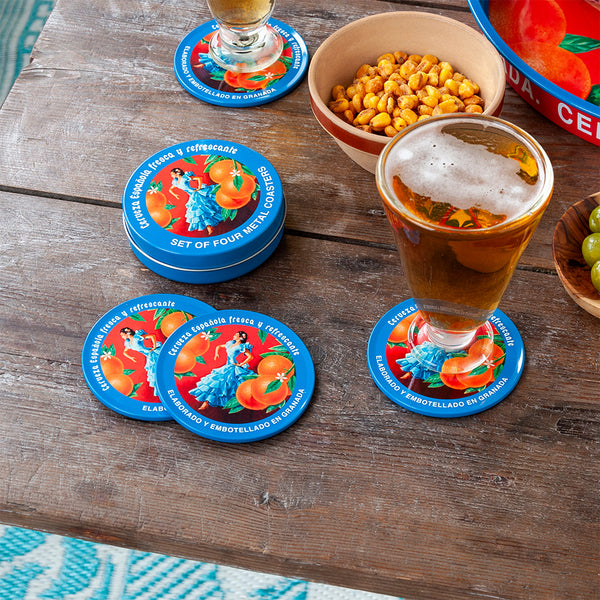 Metal Coasters Set of 4 - Cerveza Española