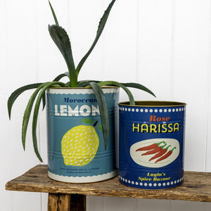 Set of 2  Large Storage Tins - Lemon & Harissa