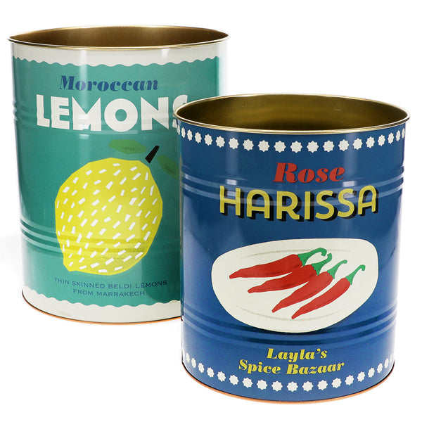 Set of 2  Large Storage Tins - Lemon & Harissa