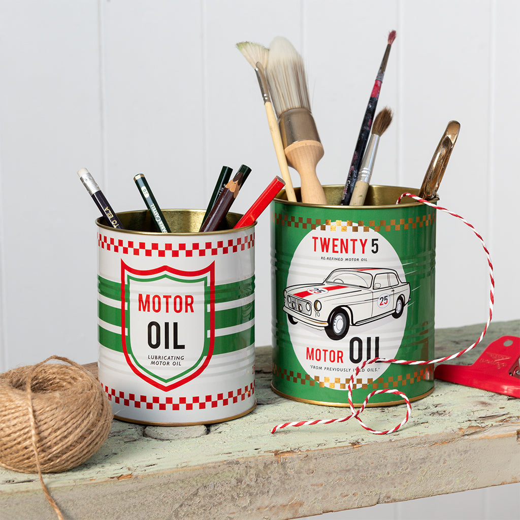 Set of 2 Storage Tins - Motor Oil