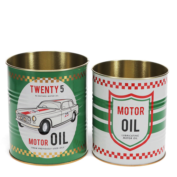 Set of 2 Storage Tins - Motor Oil