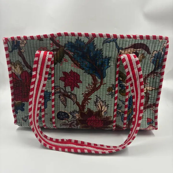 Velvet Kantha Quilted Boho Reversible Tote Bag