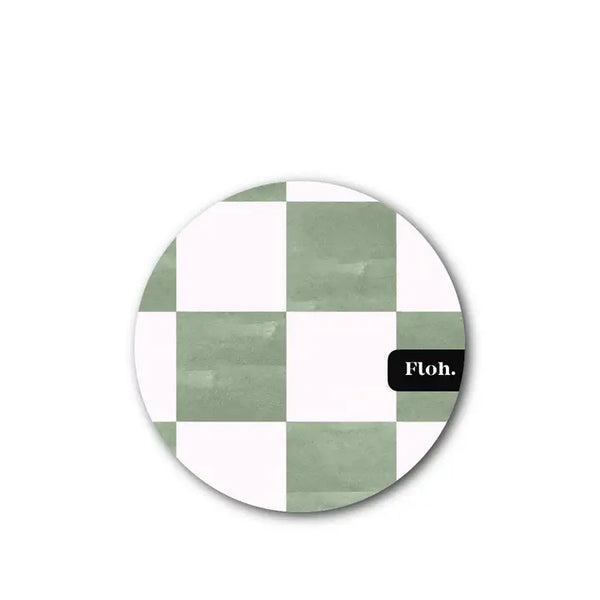 Round Coaster - Matcha Checkerboard