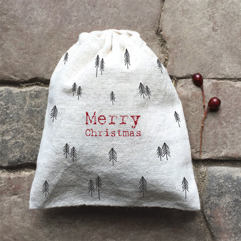 Merry Christmas Drawstring Mini Canvas Bag