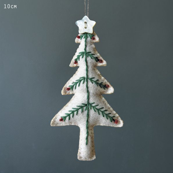 Hanging Decoration - Cream Embroidered Tree