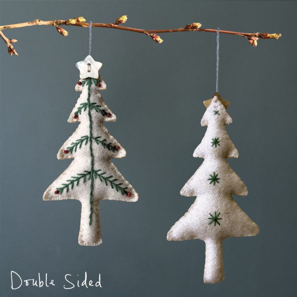 Hanging Decoration - Cream Embroidered Tree