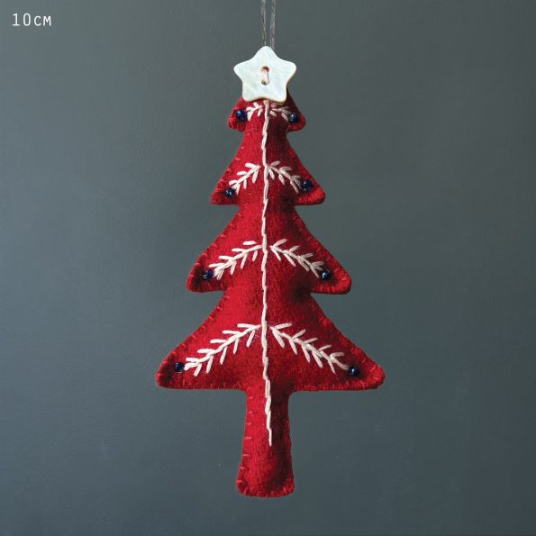 Hanging Decoration - Red Embroidered Tree