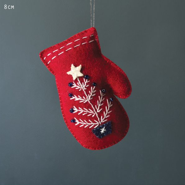 Hanging Decoration - Red Embroidered Mitten