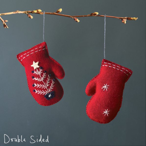 Hanging Decoration - Red Embroidered Mitten