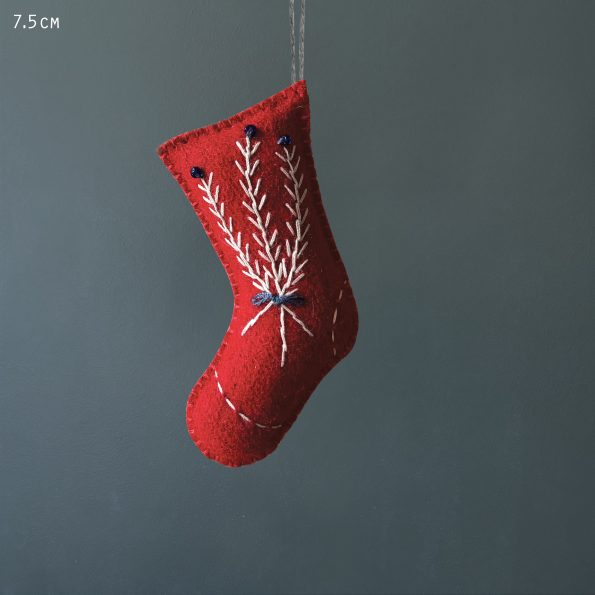 Hanging Decoration - Red Embroidered Stocking