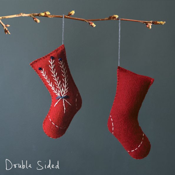 Hanging Decoration - Red Embroidered Stocking