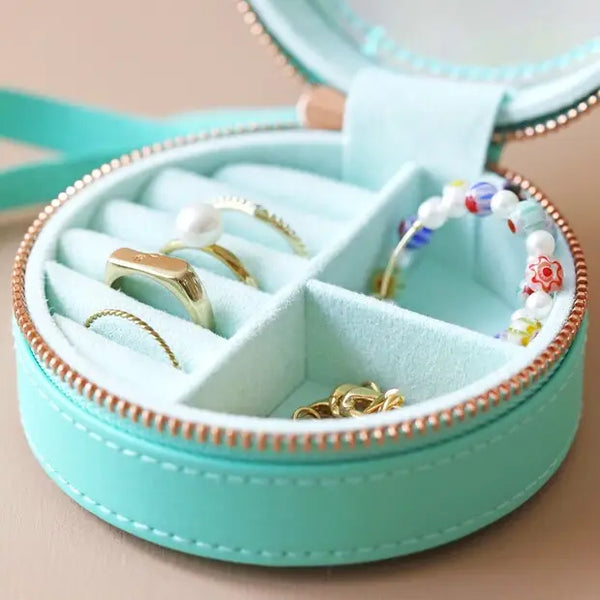 Green Round Travel Jewellery Case