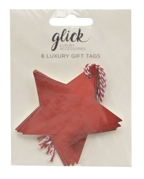 6 Christmas Luxury Gift Tags - Red Star