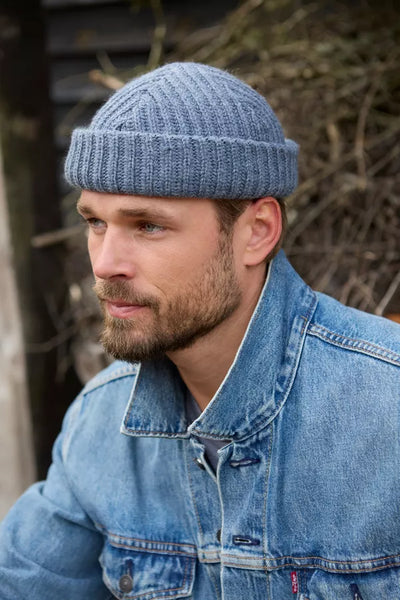 Pachamama Mens Merino Fisherman Beanie - Dusty Blue