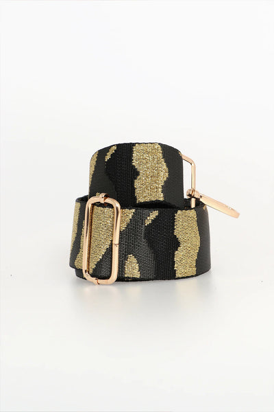 Black Glitter Camouflage Bag Strap