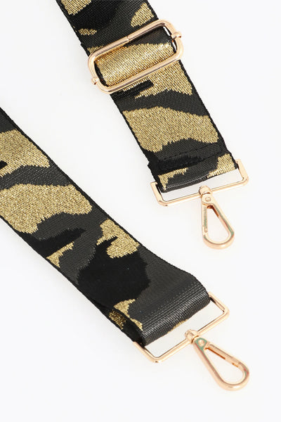 Black Glitter Camouflage Bag Strap