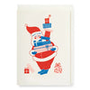 Letterpress Christmas Card - Santa