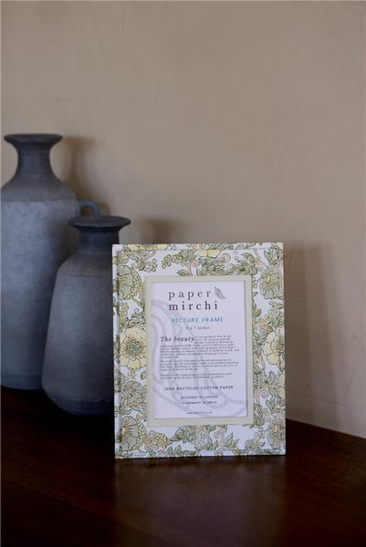 Block Printed Picture Frame (5x7) - Wild Rose Buttercream