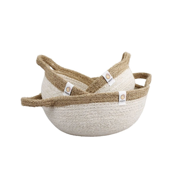 Jute Handled Bowl Set - Natural/White
