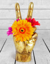 Large Antique Gold Peace Hand Vase/Ornament