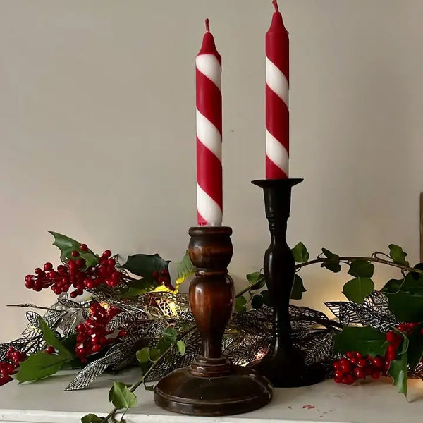 Classic Christmas Red Candy Stripe Dinner Candle