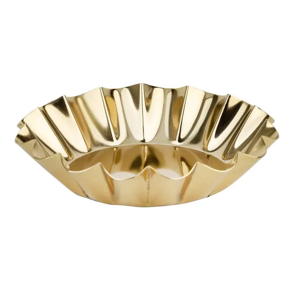 Scalloped Gold Metal Pillar Candle Dish
