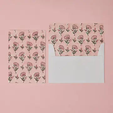 Hand Block Printed Greeting Card - Gc Ditsy Floral Blush