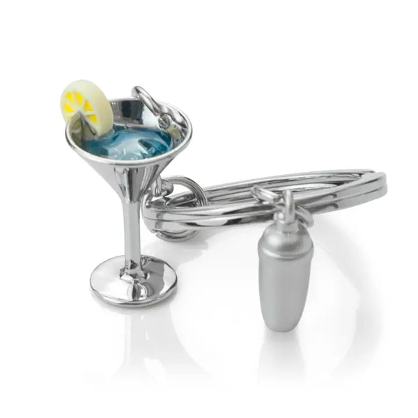 Metalmorphose Keyring - Silver Cocktail Glass & Shaker