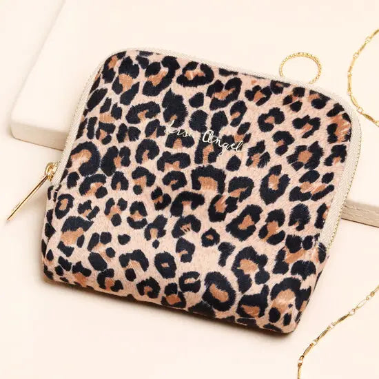 Leopard Print Velvet Pouch Jewellery Case