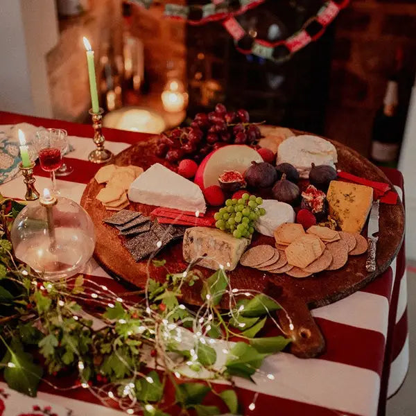 Merlot and Pink Hue Striped Tablecloth
