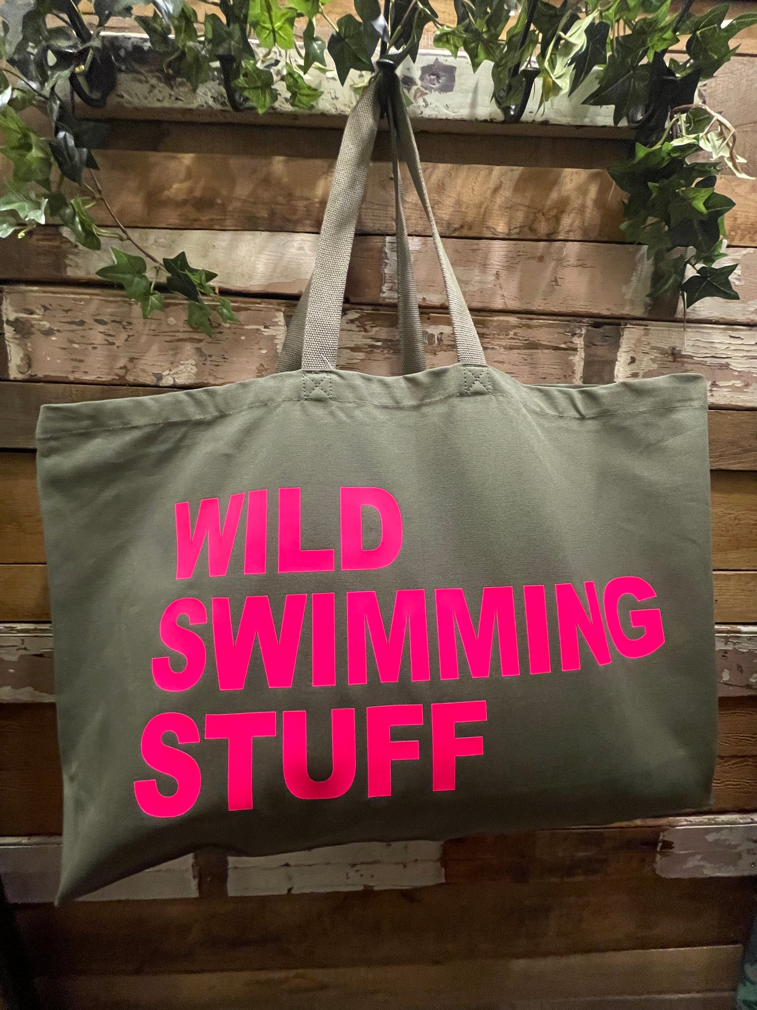 Wild Swimming Stuff - Extra Large Forest Green Tote Bag