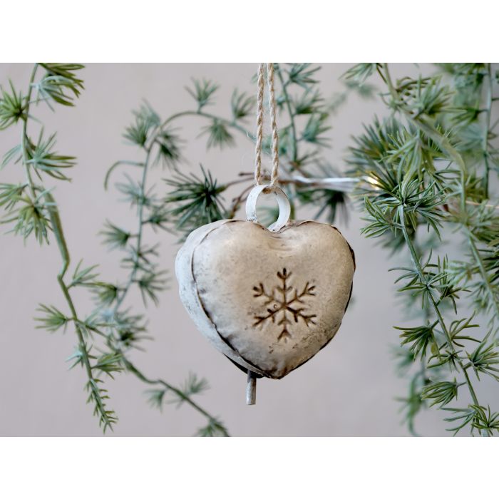Antique White Heart Shaped Hanging Bell