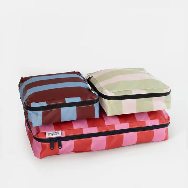 Mixed Multi-Stripe Print Set of 3 Packing Cubes