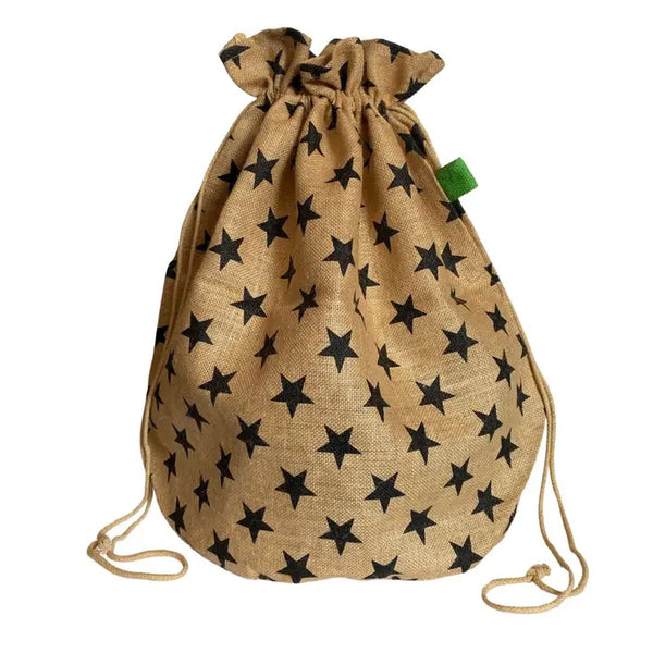 Christmas Star Print Drawstring Sack